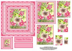 Cat Hiding in the Flowers Card Front & Pyramid Sheet 1 of 2