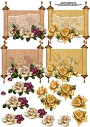 Scrolls with Roses Toppers with Decoupage - Blank