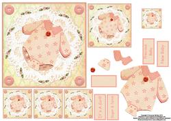 Baby Girl Card Front in Shabby Chic Style with Decouapge