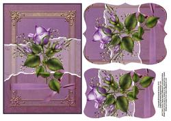 Lavender Roses Card Front with Pyramid Sheet 1 of 2
