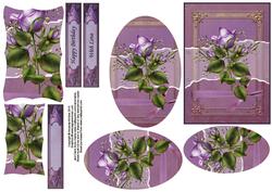 Lavender Roses Card Front with Pyramid Sheet 2 of 2
