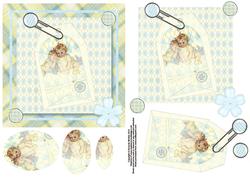 Baby Boy Shabby Plaid Card Front with Tag and Pyramid