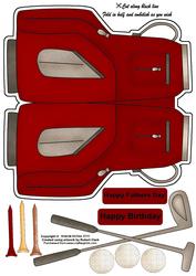 Golf Bag Shaped Card - Red