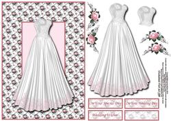 Wedding Dress Card Front with Decoupage