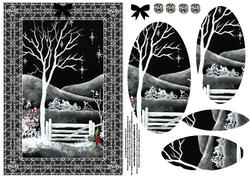 Winter Scene in Black and White Card Front with Pyramid