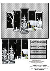 Winter Scene in Black and White Pyramid Panel