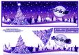 Blue Christmas Scene Large Dl Card Front with Decoupage