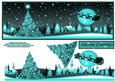 Aqua Christmas Scene Large Dl Card Front with Decoupage