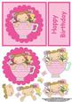 Girl in Pink Teacup Decoupage to Go with Easel Card