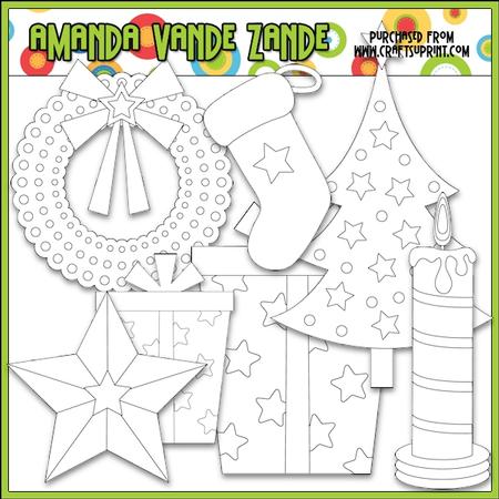 Aviator Santa Accents Digital Stamp Clip Art