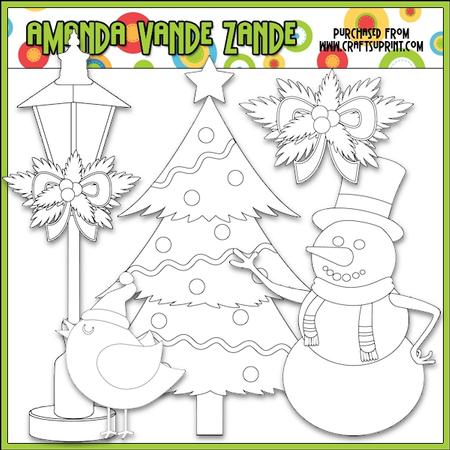 Christmas Cheer Accents Digital Stamp Clip Art