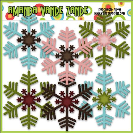 Snowman Delights Snowflakes Clip Art