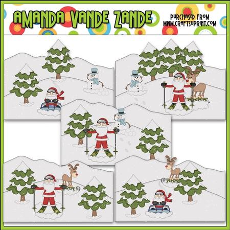 Snow Fun Santa Scenes Clip Art