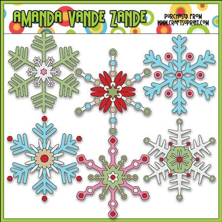 Jolly Hollyday Snowflakes Clip Art