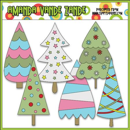 Jolly Hollyday Trees Clip Art