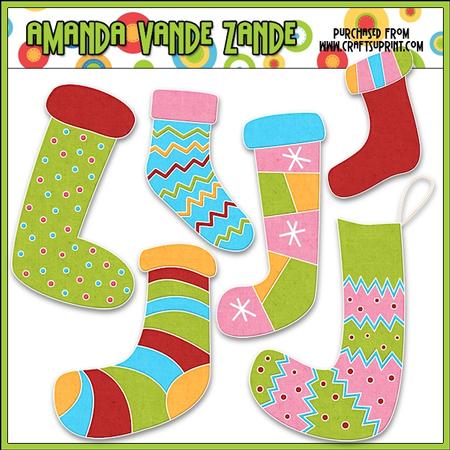 Merry & Bright Stockings Clip Art