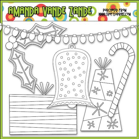 Merry & Bright Accents Digital Stamp Clip Art