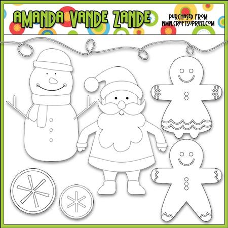 Merry & Bright Characters Digital Stamp Clip Art