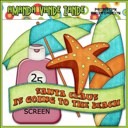 Beach Fun Santa Accents 2 Clip Art