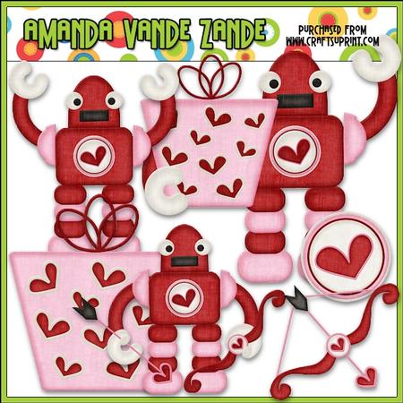 Nuts & Bolts Valentine Robots 4 Clip Art
