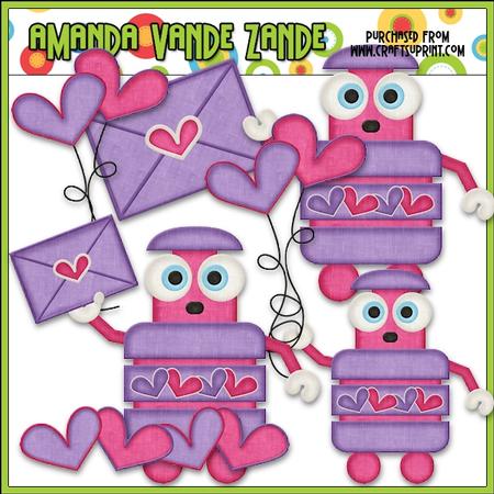 Nuts & Bolts Valentine Robots 2 Clip Art