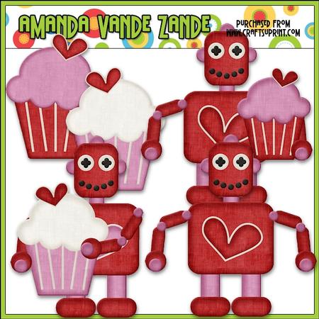 Nuts & Bolts Valentine Robots 1 Clip Art