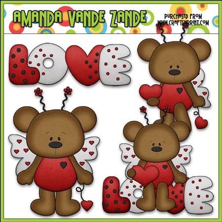 Love Bug Bears Clip Art