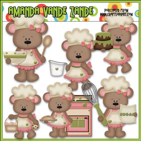 Betsy Loves Baking Bears Clip Art (pink)