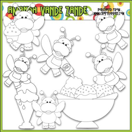 Sweet Stuff Fairy Hippos 2 Digital Stamps