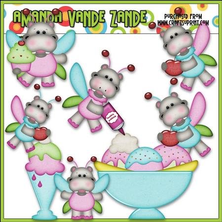 Sweet Stuff Fairy Hippos 2 Clip Art