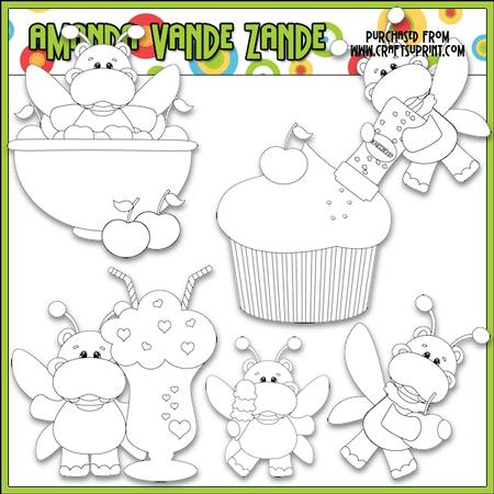 Sweet Stuff Fairy Hippos 1 Digital Stamps
