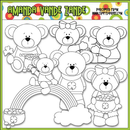 Lucky Little Bears Digital Stamp Clip Art