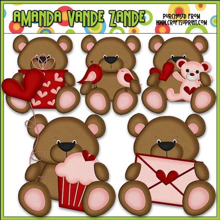 Little Valentine Bears Clip Art