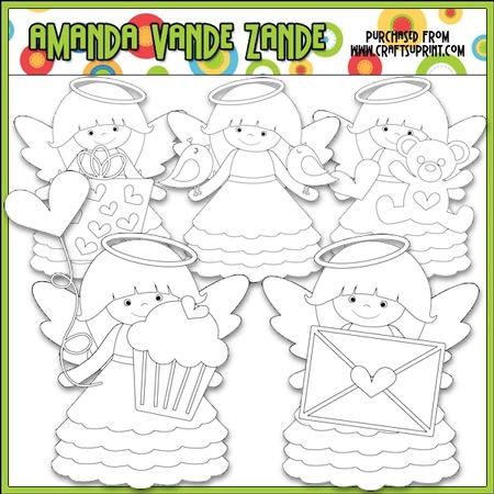 Little Valentine Angels Digital Stamps