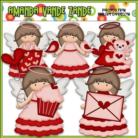 Little Valentine Angels Clip Art