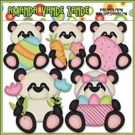 Little Easter Panda Bears Clip Art