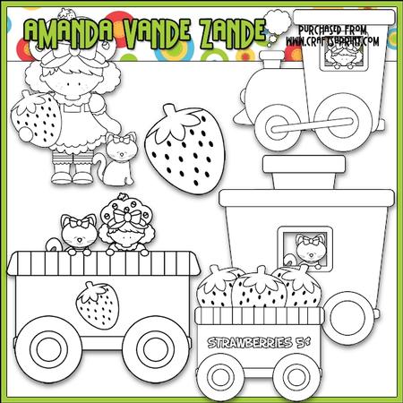 Berry Sweet Choo Choo (strawberry) Digital Stamps