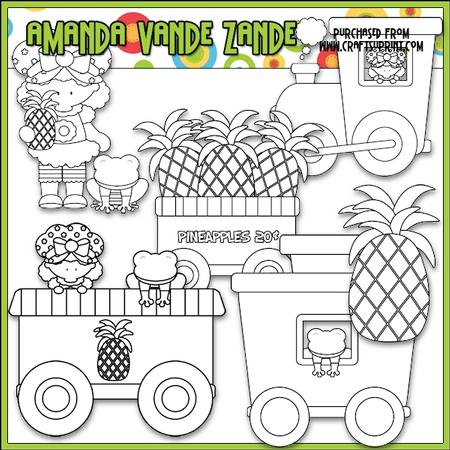 Berry Sweet Choo Choo (pineapple) Digital Stamps