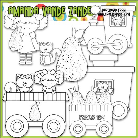 Berry Sweet Choo Choo (pear) Digital Stamps