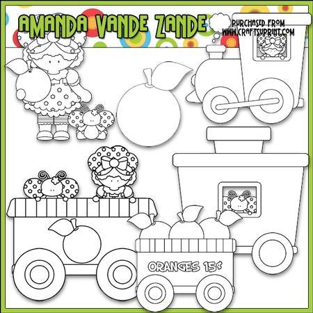 Berry Sweet Choo Choo (orange) Digital Stamps