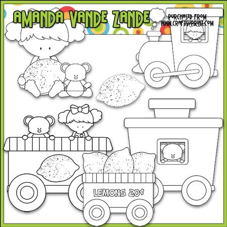Berry Sweet Choo Choo (lemon) Digital Stamps