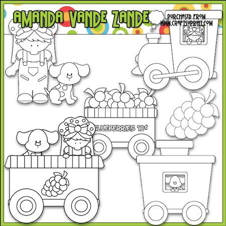 Berry Sweet Choo Choo (blueberry) Digital Stamps