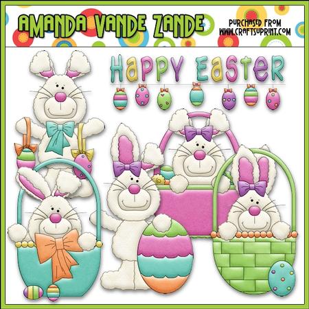 Happy Easter Bunnies Clip Art