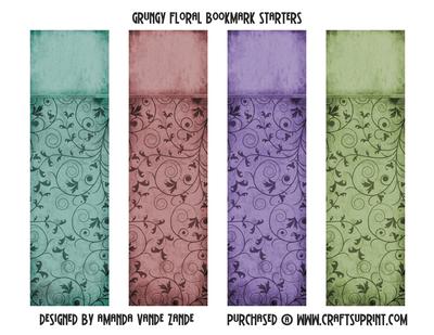 Grungy Floral Bookmark Starters