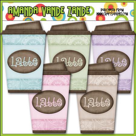 Pretty Latte to Go Cups Clip Art