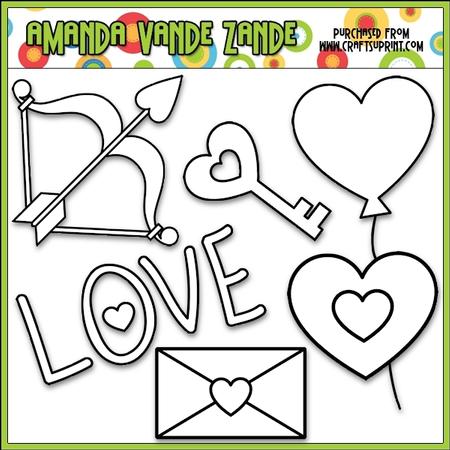 Valentine's Day Doodles 2 Digital Stamps