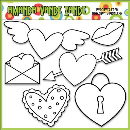 Valentine's Day Doodles 1 Digital Stamps