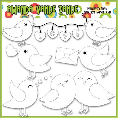 Love Birds Digital Stamps