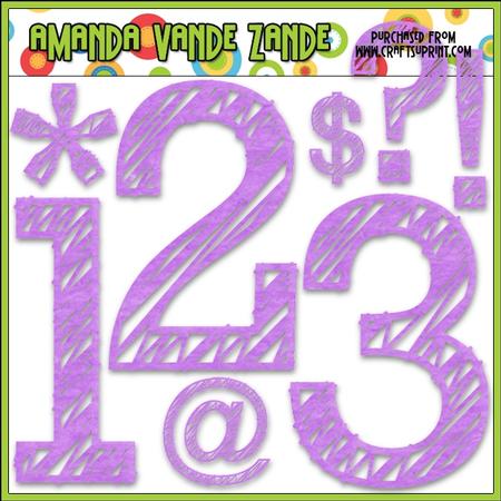 Scribble Numbers & Symbols (purple)