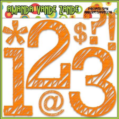 Scribble Numbers & Symbols (orange)